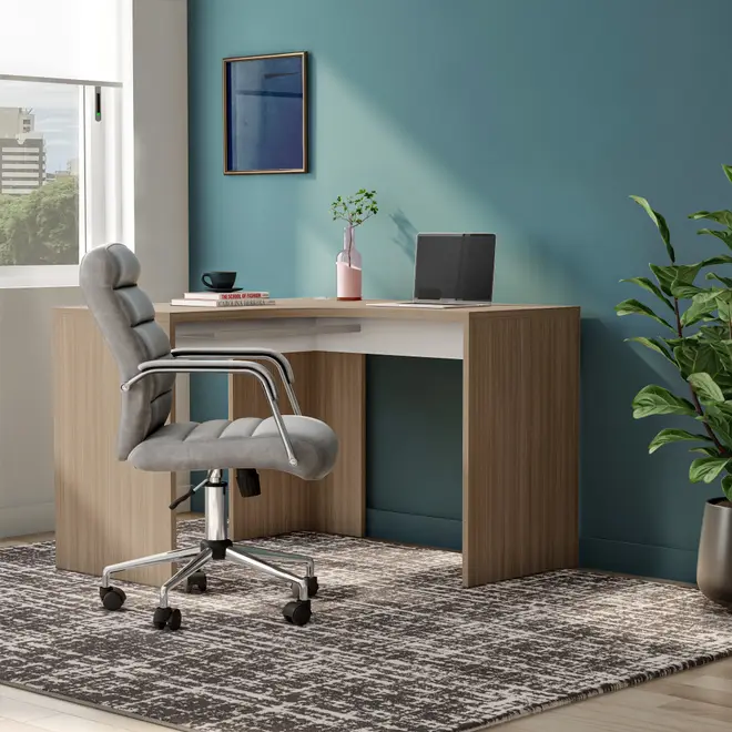 MESA DE CANTO 1,01 M X 1,01 M BOSS - OAK TAMMI/BRANCO - Foto 9