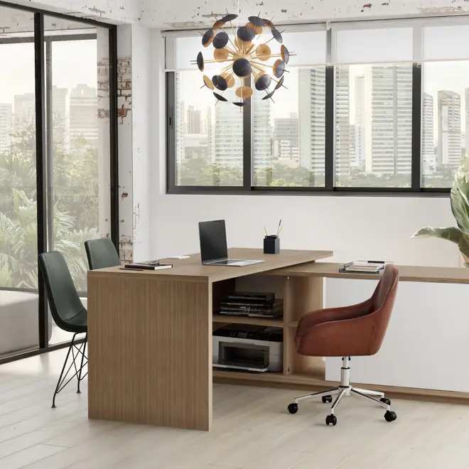 MESA COM BALCÃO 1 PORTA DE CORRER 1,80 M X 1,87 M BOSS - OAK TAMMI/BRANCO - Foto 22
