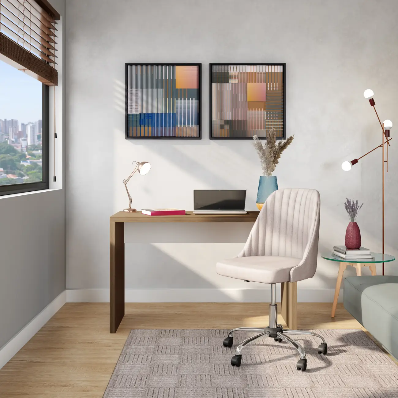 MESA DE ESCRITÓRIO 1,20 M X 51 CM BOSS - OAK TAMMI/BRANCO - Foto 8