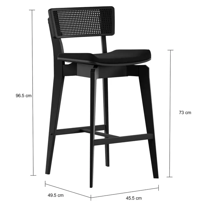BANCO ALTO COM PALHINHA ARES - PRETO/PRETO - Foto 9