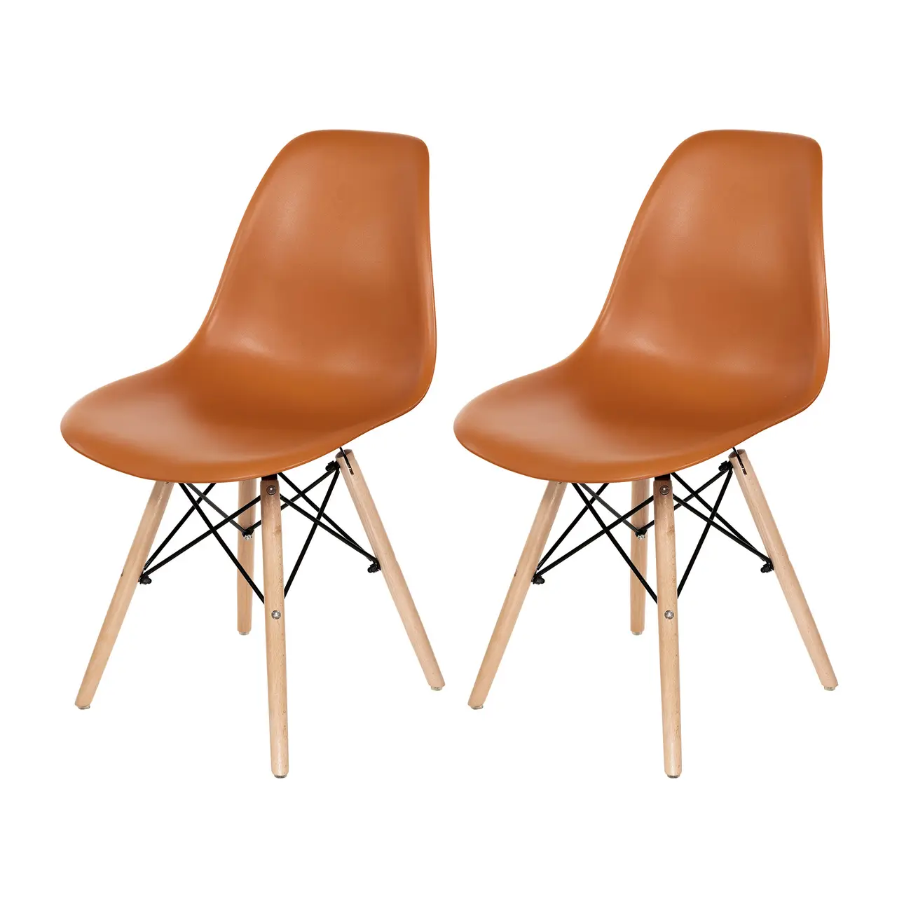 CONJUNTO COM 2 CADEIRAS EASY WOOD - FAIA/TERRACOTA - Foto 1