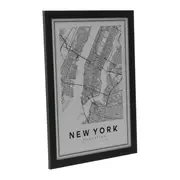 QUADRO 28 CM X 38 CM ROAD MAP NEW YORK - PRETO/BRANCO - Foto 2