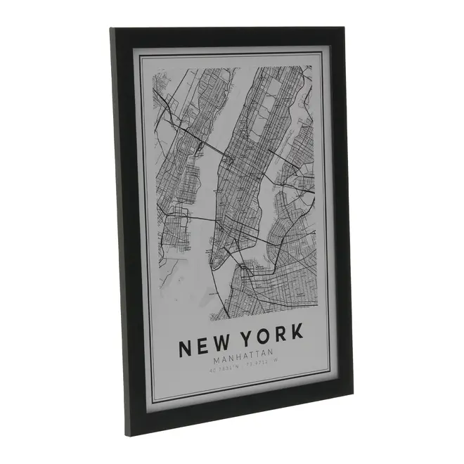 QUADRO 28 CM X 38 CM ROAD MAP NEW YORK - PRETO/BRANCO - Foto 2