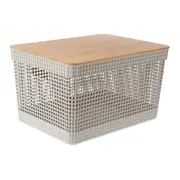 CAIXA 22 CM X 39 CM X 29 CM GRID BAMBU - OFF WHITE/BAMBU - Foto 1