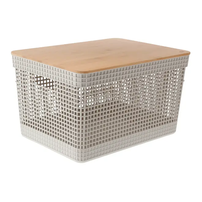 CAIXA 22 CM X 39 CM X 29 CM GRID BAMBU - OFF WHITE/BAMBU - Foto 1