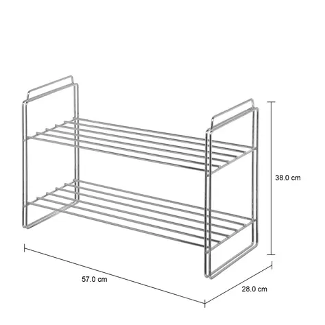 Imagem com medidas do produto SAPATEIRA EMPILHÁVEL 37 CM X 56 CM X 27 CM FINELINE