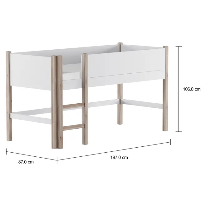 PIN PLAY CAMA SOLTEIRO COM ESCADA 78 CM - BRANCO/NATURAL WASHED - Foto 2