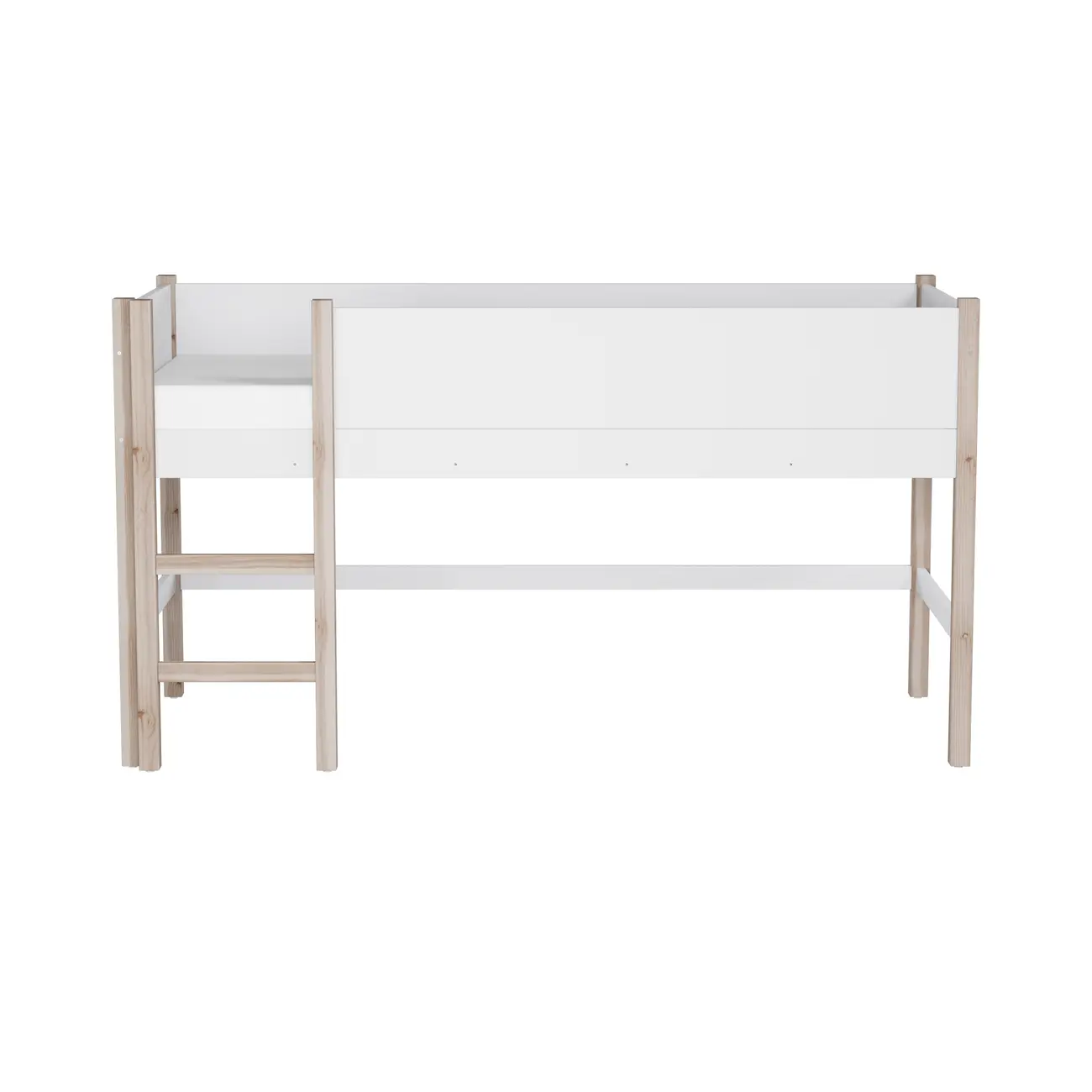 PIN PLAY CAMA SOLTEIRO COM ESCADA 78 CM - BRANCO/NATURAL WASHED - Foto 1