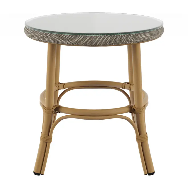 MESA LATERAL REDONDA 48 CM BISTRÔ - BEGE/MESCLA MULTICOR - Foto 1