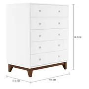 NANA CÔMODA 5 GAVETAS 77 CM X 51 CM - BRANCO/NOZES - Foto 2