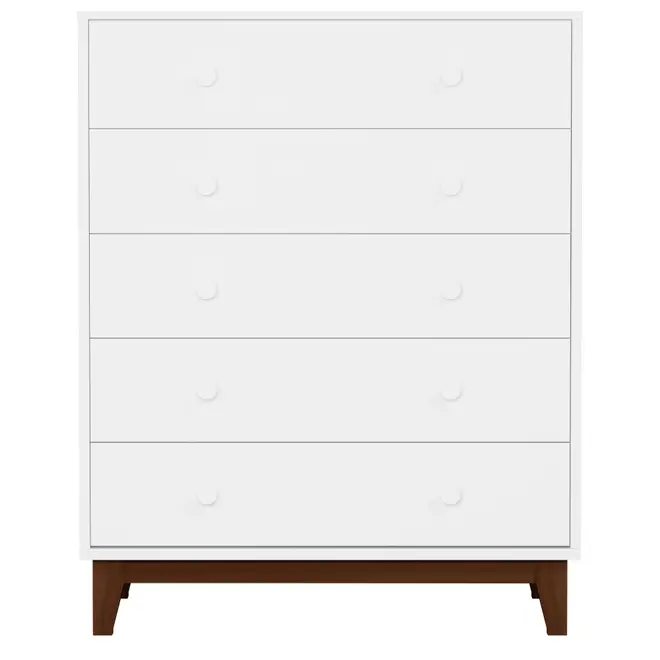 NANA CÔMODA 5 GAVETAS 77 CM X 51 CM - BRANCO/NOZES - Foto 1