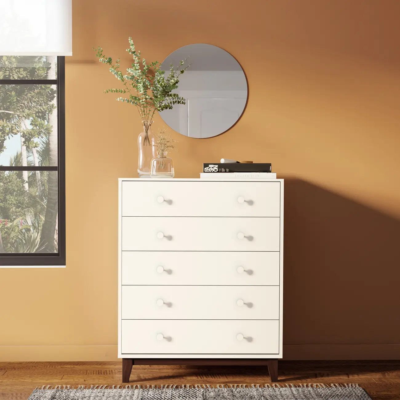 NANA CÔMODA 5 GAVETAS 77 CM X 51 CM - BRANCO/NOZES - Foto 3