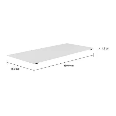 Imagem com medidas do produto TAMPO DE MESA MADEIRA 1,60 M X 75 CM METRIC
