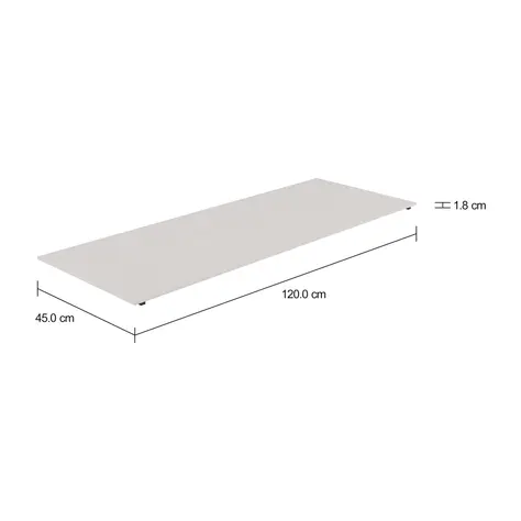 Imagem com medidas do produto TAMPO DE MESA MADEIRA 1,20 M X 45 CM METRIC