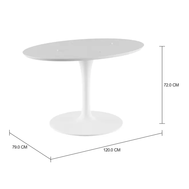 BASE DE MESA DE JANTAR CENTRAL OVAL FV 1,98 M TULIPE - BRANCO BRILHANTE - Foto 2