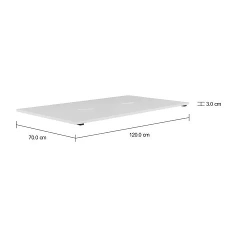 Imagem com medidas do produto TAMPO DE MESA MADEIRA 1,20 M X 70 CM COM CAIXA DE CONECTIVIDADE METRIC