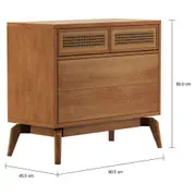 CÔMODA 4 GAVETAS 90 CM X 45 CM COM PALHINHA ARES - NOZES/FIBRA CLARA - Foto 9