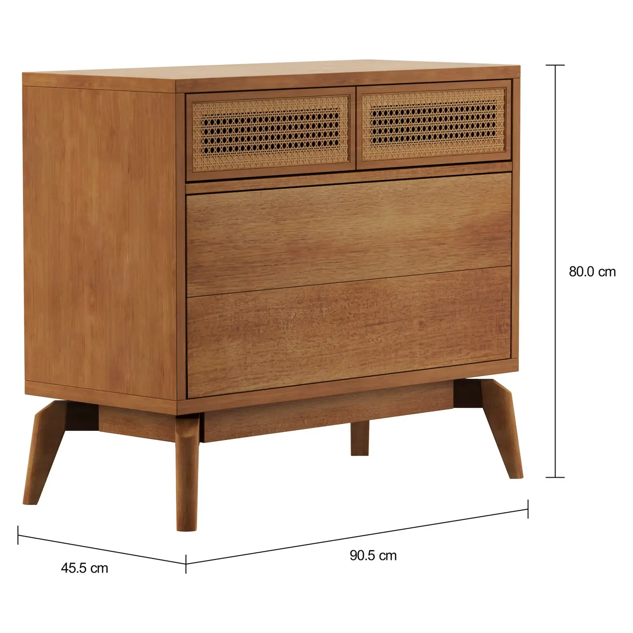 CÔMODA 4 GAVETAS 90 CM X 45 CM COM PALHINHA ARES - NOZES/FIBRA CLARA - Foto 9