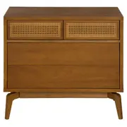CÔMODA 4 GAVETAS 90 CM X 45 CM COM PALHINHA ARES - NOZES/FIBRA CLARA - Foto 1