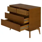 CÔMODA 4 GAVETAS 90 CM X 45 CM COM PALHINHA ARES - NOZES/FIBRA CLARA - Foto 2
