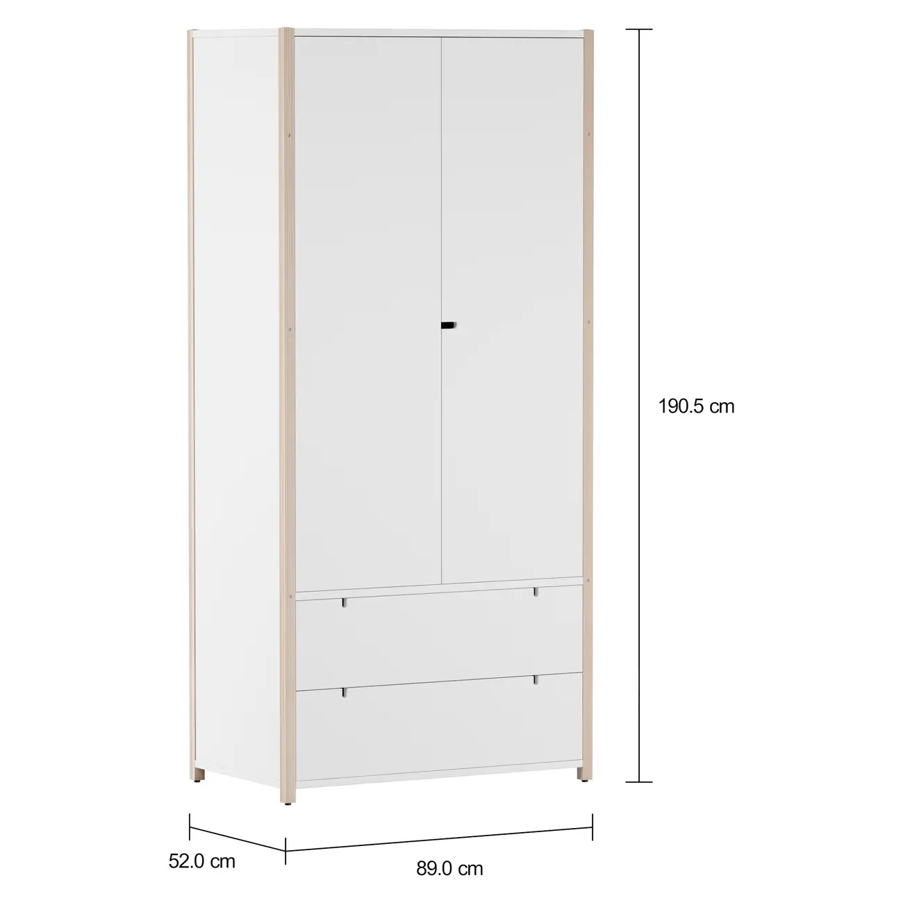 PIN PLAY GUARDA-ROUPA 2 PORTAS/2 GAVETAS - NATURAL WASHED/BRANCO - Foto 2