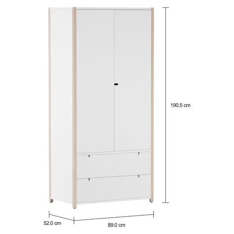 Imagem com medidas do produto PIN PLAY GUARDA-ROUPA 2 PORTAS/2 GAVETAS