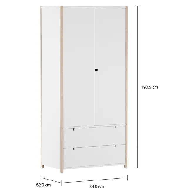 PIN PLAY GUARDA-ROUPA 2 PORTAS/2 GAVETAS - NATURAL WASHED/BRANCO - Foto 2