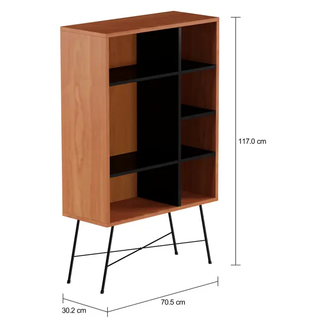 ESTANTE 70 CM X 1,17 M MID CENTURY - PRETO/NOZES - Foto 2
