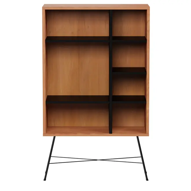 ESTANTE 70 CM X 1,17 M MID CENTURY - PRETO/NOZES - Foto 1