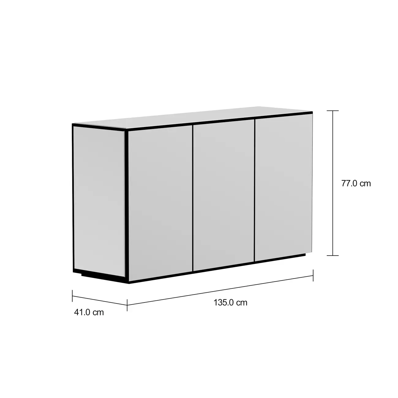 WORLD-IN BUFFET 3 PORTAS 1,35 M X 41 CM - PRATA/PRETO - Foto 2