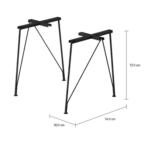 Imagem com medidas do produto ARAMIS BASE DE MESA C/2 74 CM X 30 CM