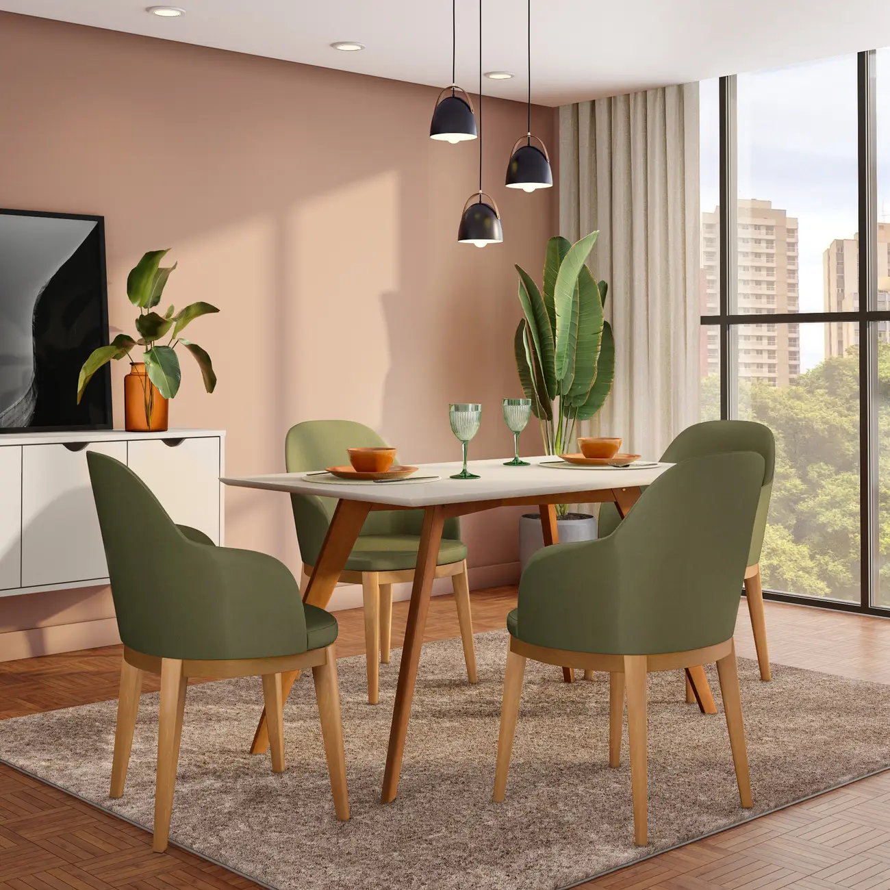 MESA DE JANTAR 1,35 M X 80 CM TAVE SQUARE - NOZES/BRANCO - Foto 6