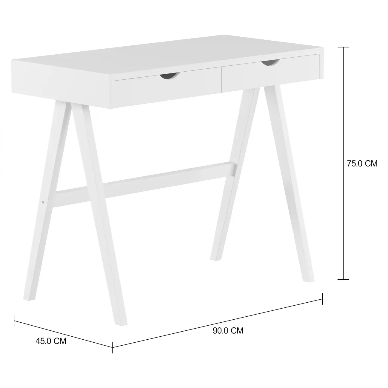 ESCRIVANINHA 2 GAVETAS 90 CM X 45 CM CRAB - BRANCO - Foto 4