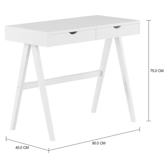 ESCRIVANINHA 2 GAVETAS 90 CM X 45 CM CRAB - BRANCO - Foto 4