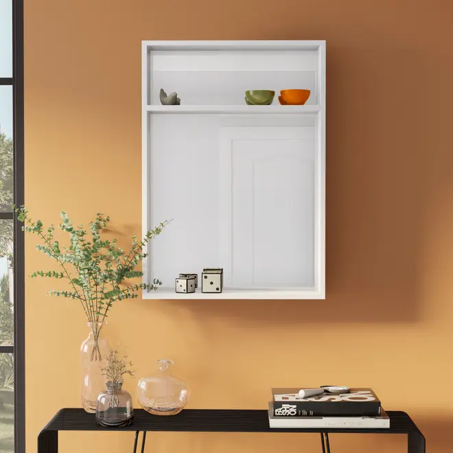 ESPELHO 1 PRATELEIRA 60 CM X 84 CM LIVA - BRANCO/PRATA - Foto 6