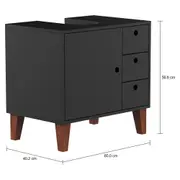 GABINETE DE BANHEIRO COLUNA 1 PORTA/3 GAVETAS LIVA - PRETO/NOZES - Foto 5