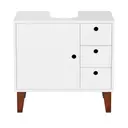 BRANCO/NOZES - GABINETE DE BANHEIRO COLUNA 1 PORTA/3 GAVETAS LIVA