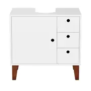 GABINETE DE BANHEIRO COLUNA 1 PORTA/3 GAVETAS LIVA - BRANCO/NOZES - Foto 1