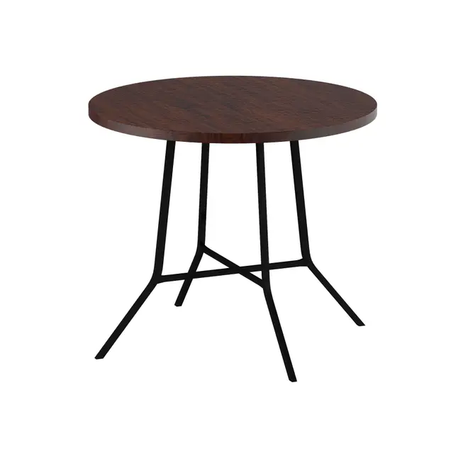 MESA LATERAL BAIXA REDONDA 60 CM JAHARI - PRETO/NOZES RÚSTICO - Foto 1