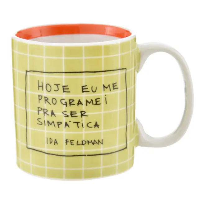 CANECA 330 ML IDA - SER SIMPÁTICA - VERDE CLARO/TERRACOTA - Foto 1