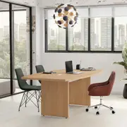 MESA REUNIÃO 2,10 M X 1,10 M COM CAIXA PARA CONECTIVIDADE BOSS - OAK TAMMI/BRANCO - Foto 15