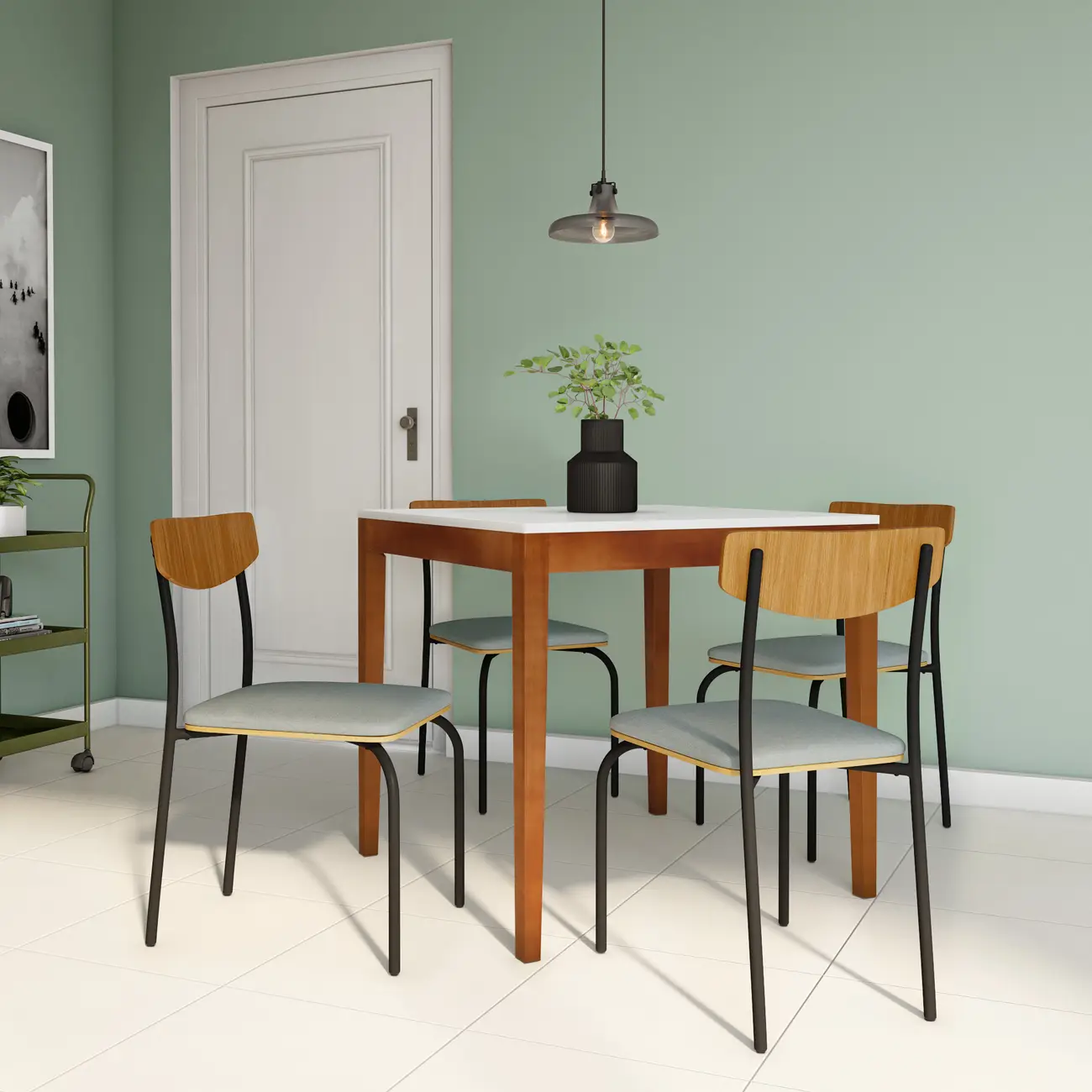 MESA DE JANTAR 80 CM X 80 CM NOAH - NOZES/BRANCO - Foto 3