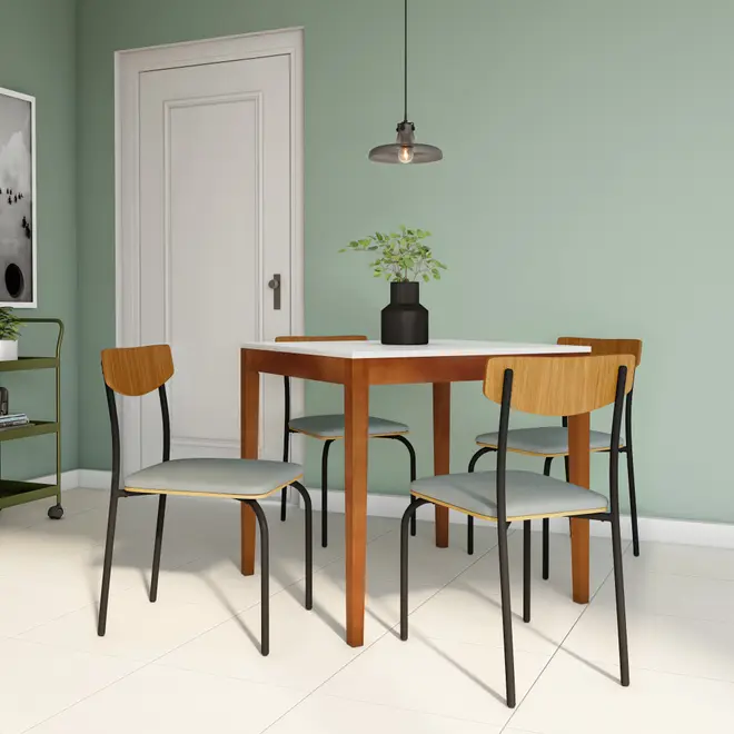 MESA DE JANTAR 80 CM X 80 CM NOAH - NOZES/BRANCO - Foto 3