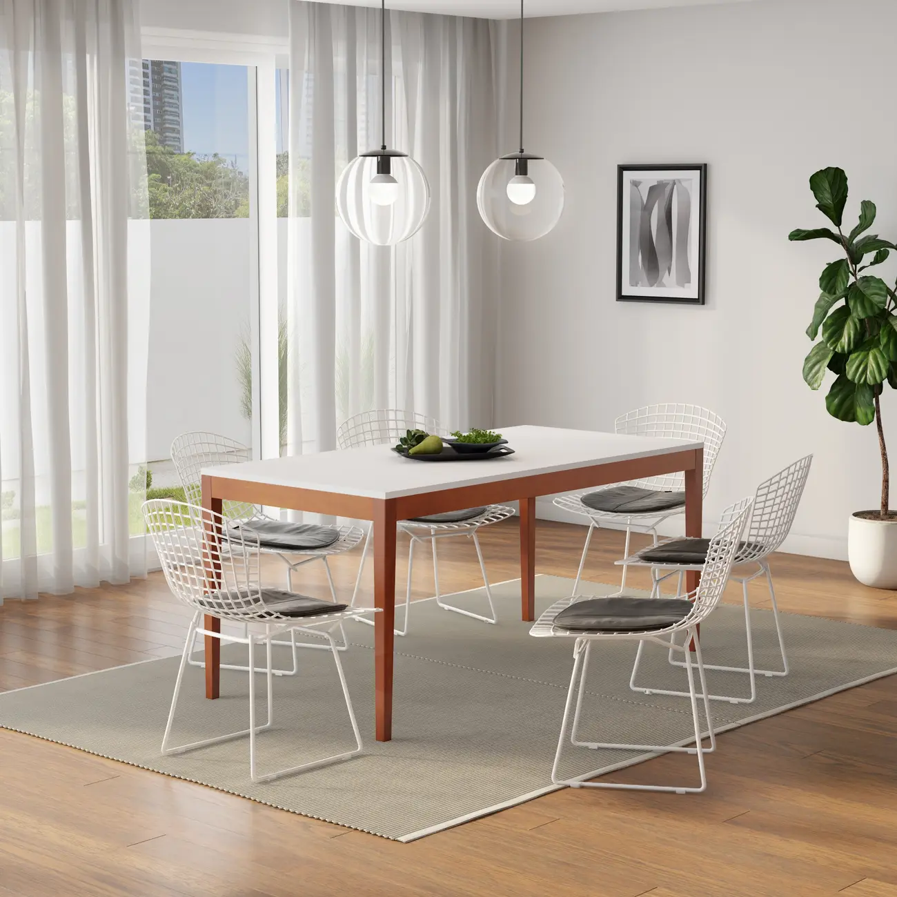 MESA DE JANTAR 1,60 M X 80 CM NOAH - NOZES/BRANCO - Foto 3