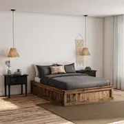 CAMA DE CASAL COM 2 GAVETAS 1,38 M CRATES - ENCERADO CASTANHO - Foto 5