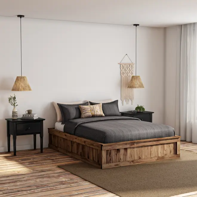 CAMA DE CASAL COM 2 GAVETAS 1,38 M CRATES - ENCERADO CASTANHO - Foto 5