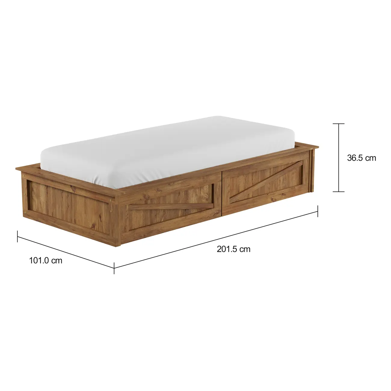 CAMA DE SOLTEIRO COM 2 GAVETAS 88 CM CRATES - ENCERADO CASTANHO - Foto 2