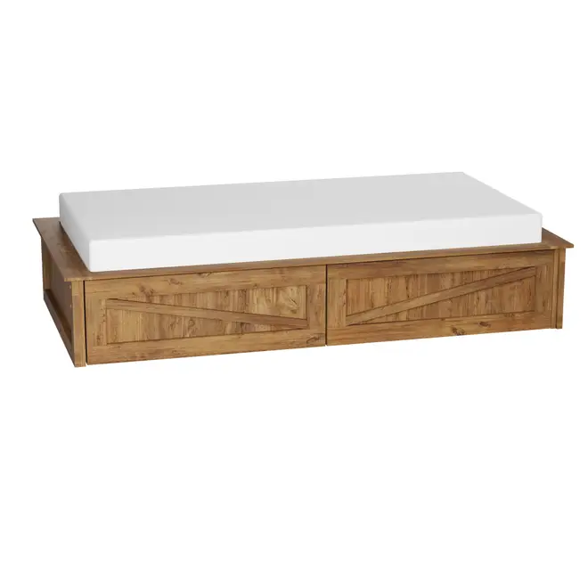 CAMA DE SOLTEIRO COM 2 GAVETAS 88 CM CRATES - ENCERADO CASTANHO - Foto 1