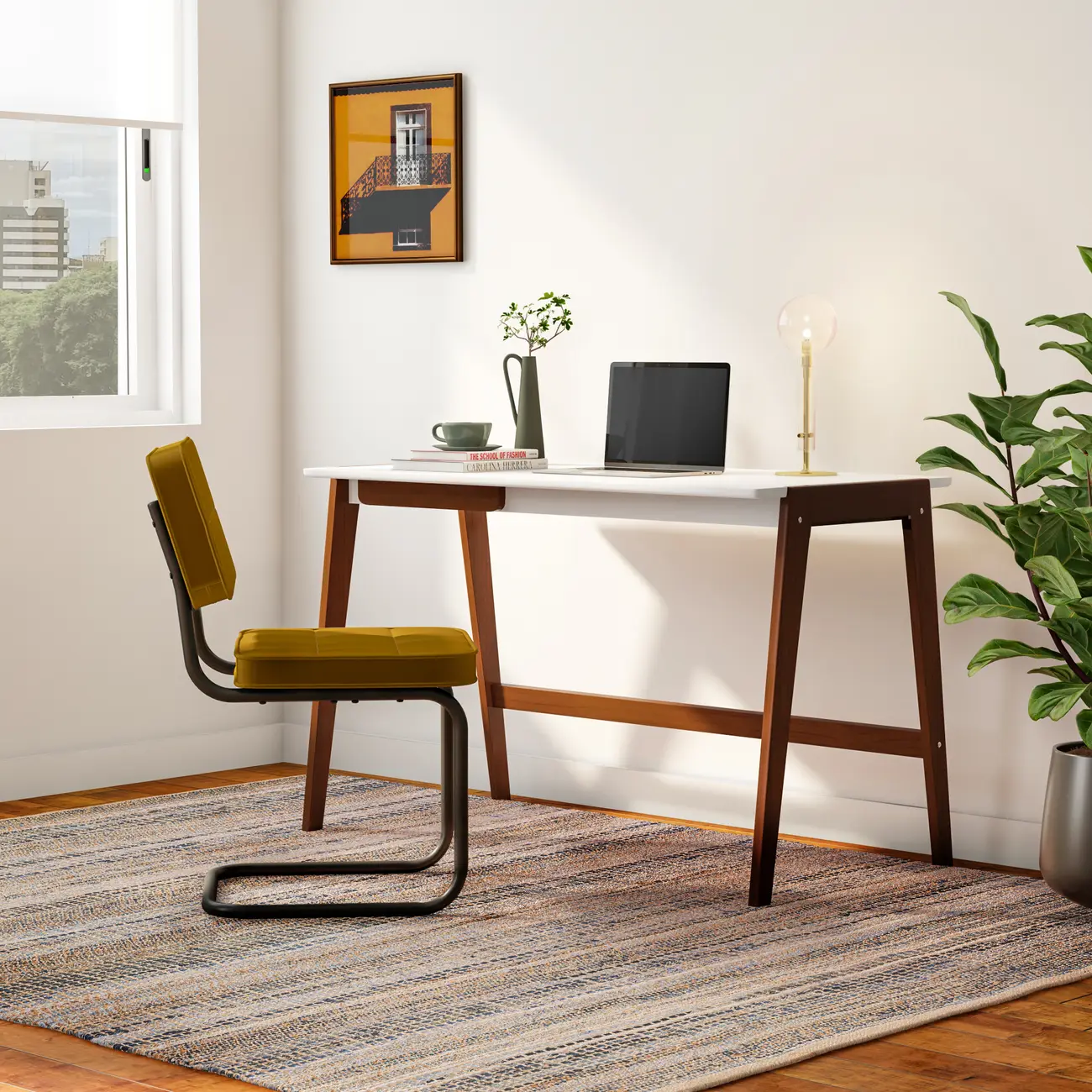 MESA DE ESCRITÓRIO 1 GAVETA 1,20 M X 60 CM HANNA - NOZES/BRANCO - Foto 7