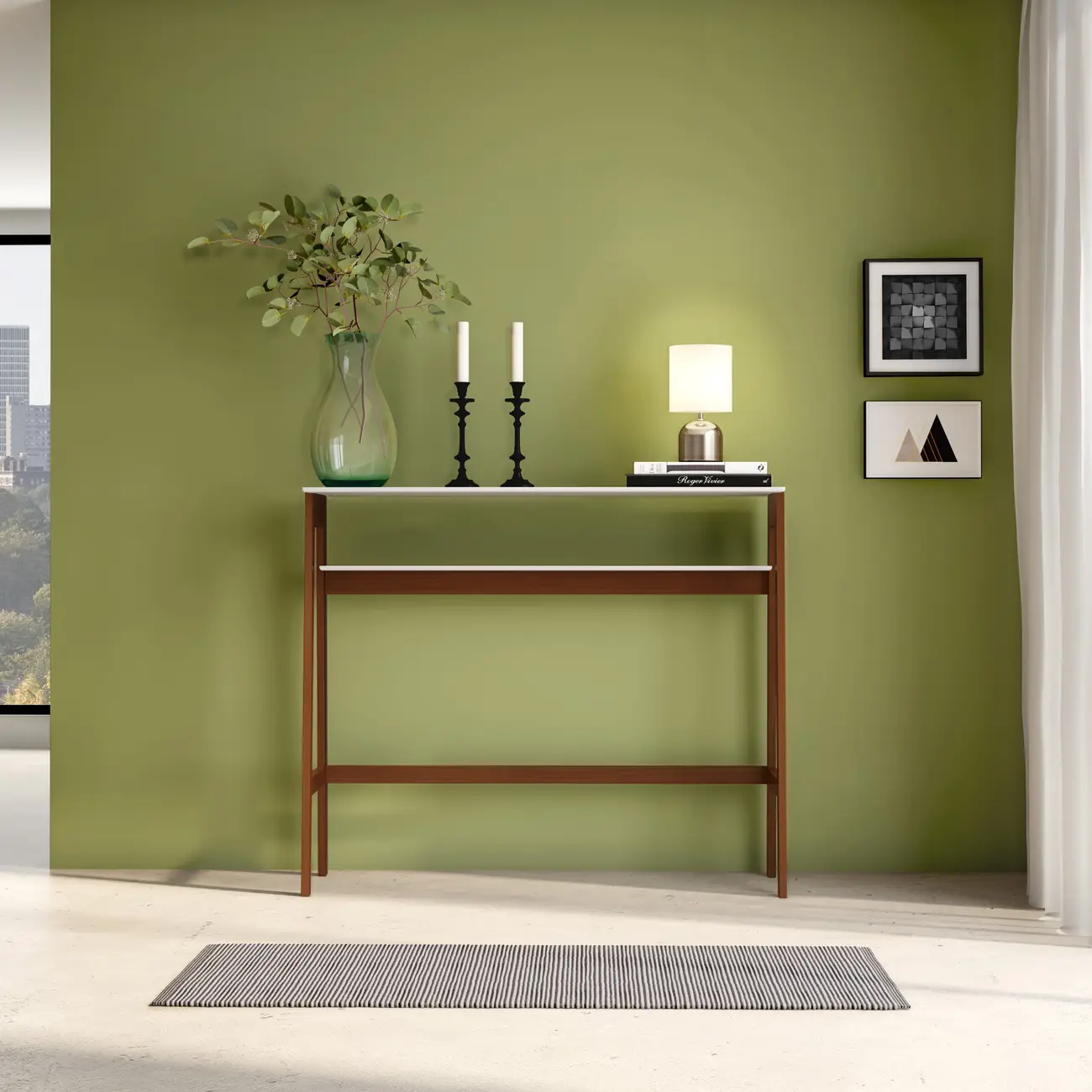 MESA ALTA 1,20 M X 40 CM HANNA - NOZES/BRANCO - Foto 4